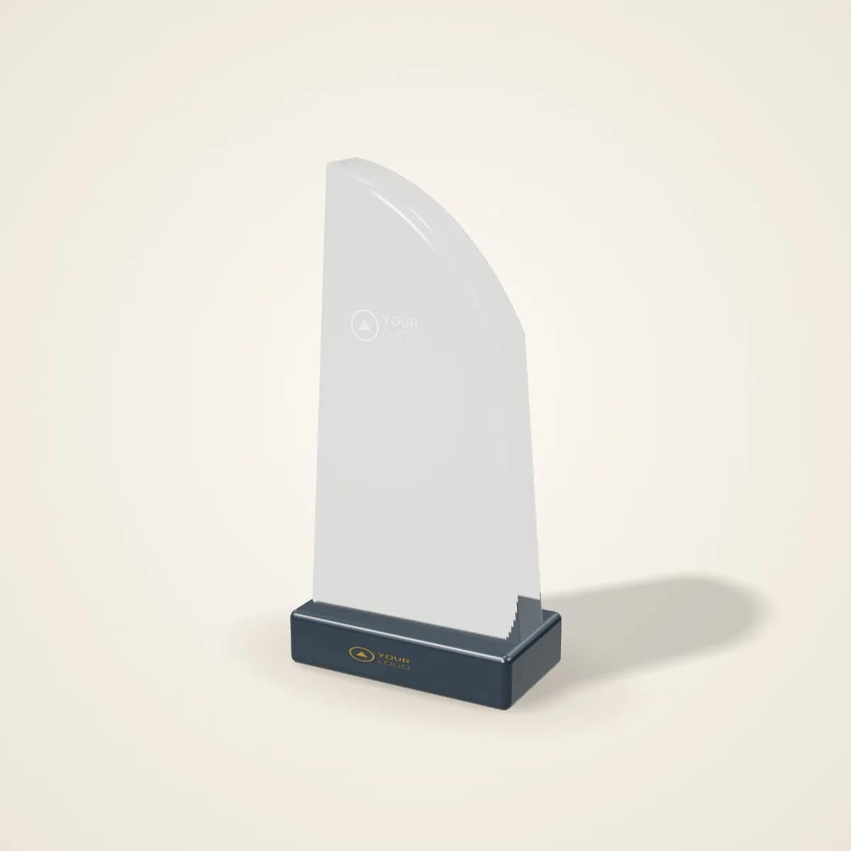 Crystal Award on Walnut Wood Base with a custom logo