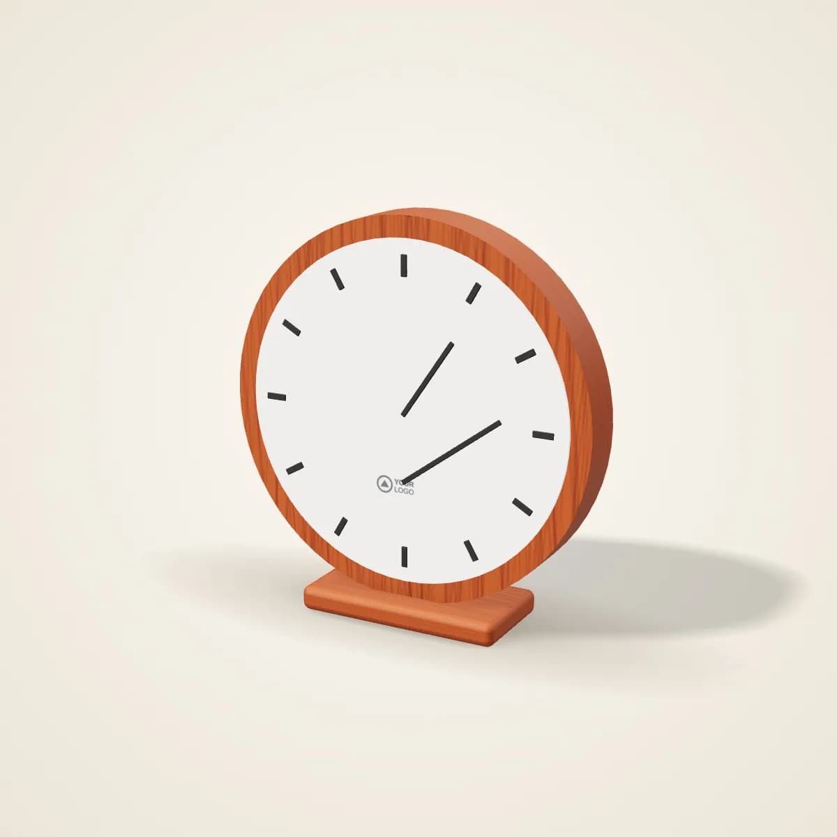 Engraved Wooden Desk Clock with a custom logo