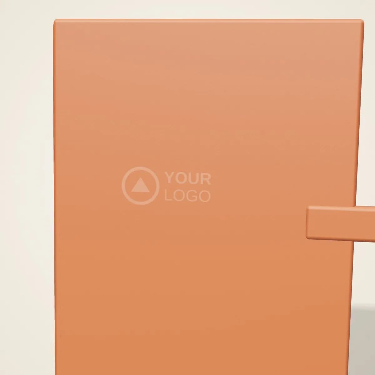 Close-up of the logo branding on the Leather Wrap Journal with Cord Tie