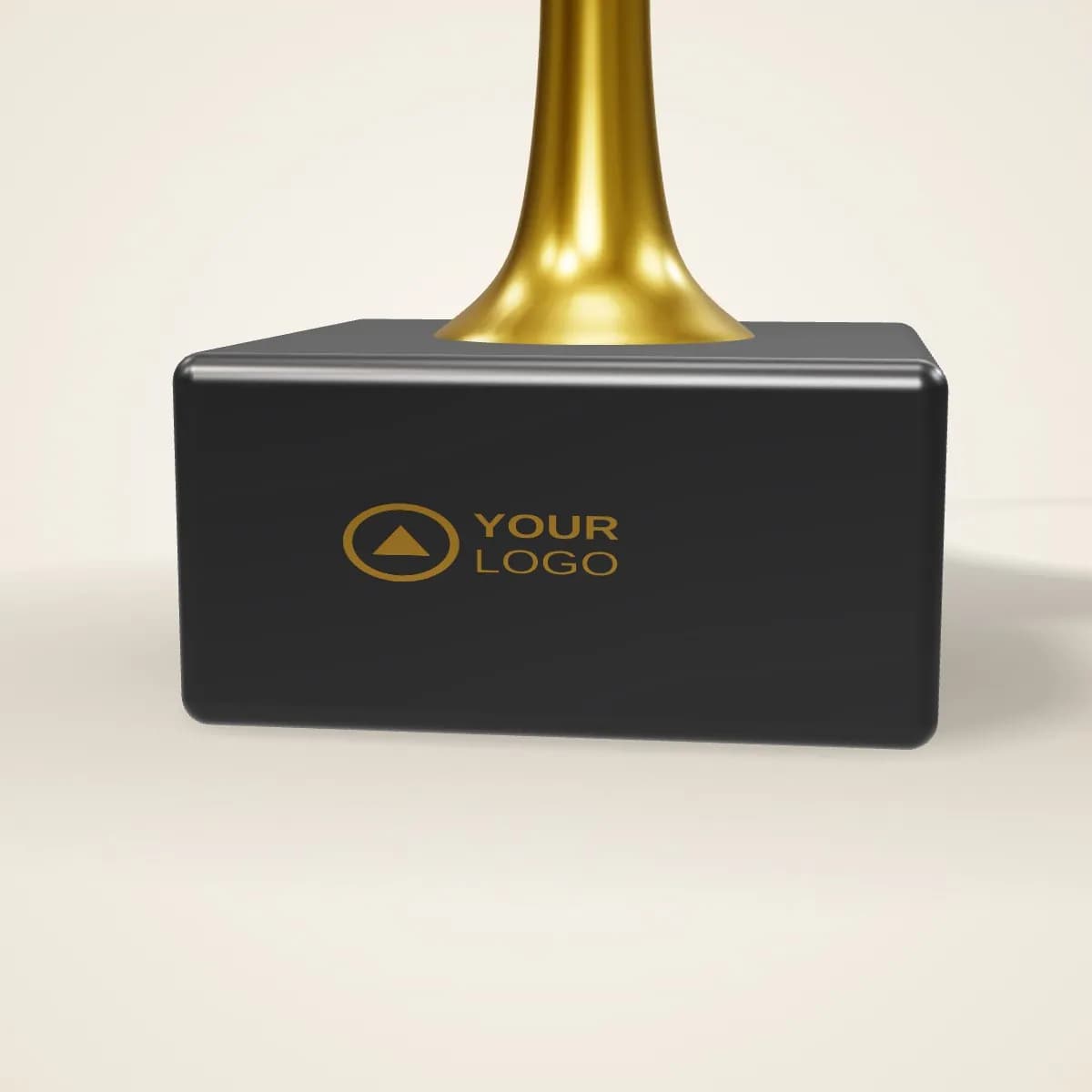 Close-up of the logo branding on the Resin Figure Trophy for Sports Awards