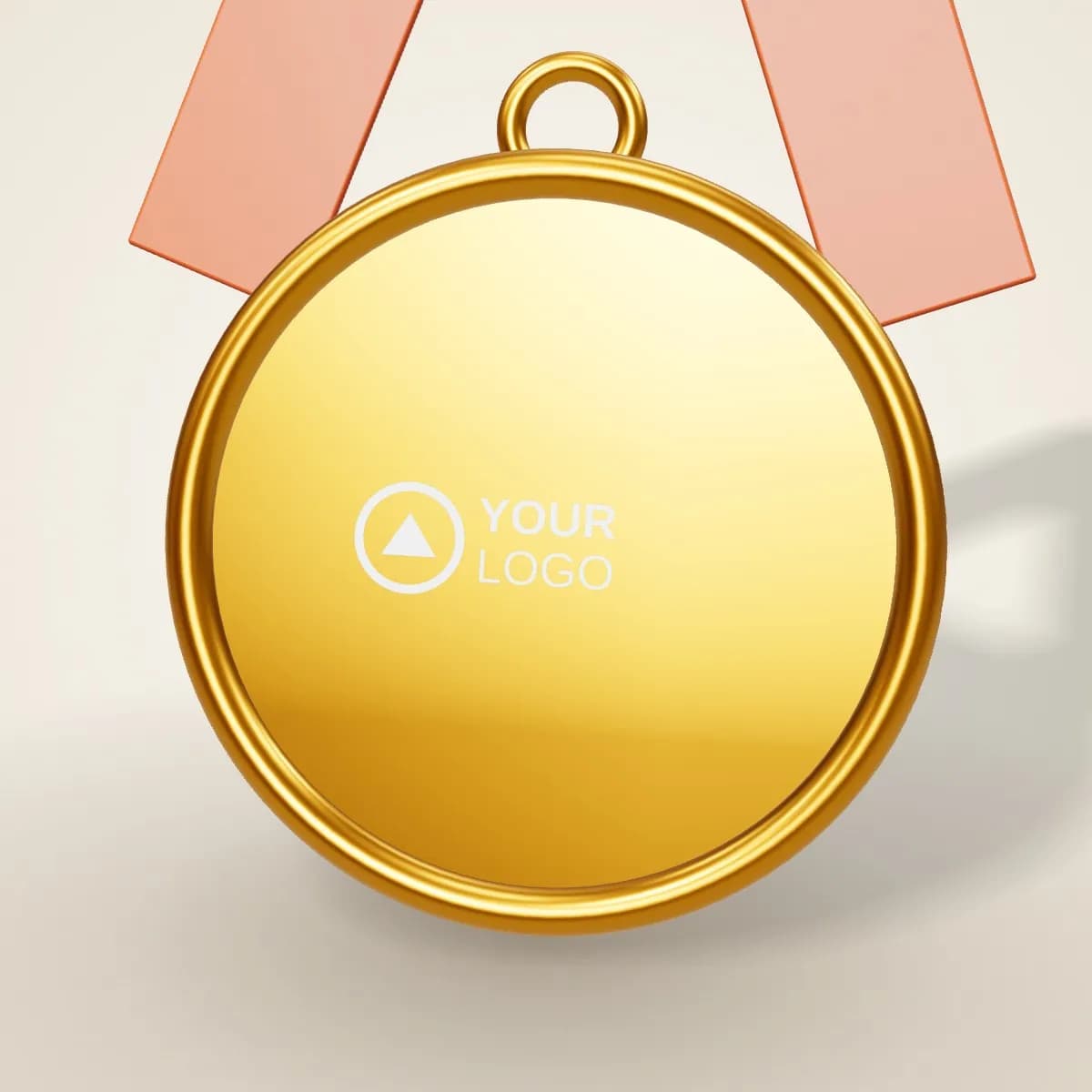 Close-up of the logo branding on the Stock Metal Medal with Printed Insert