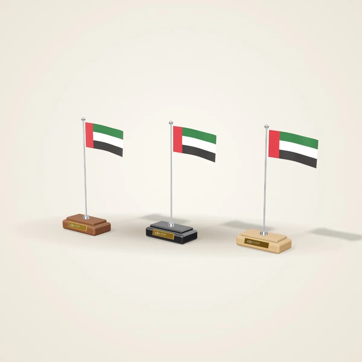 UAE Desk Flag with Engraved Wooden Base in a range of colours