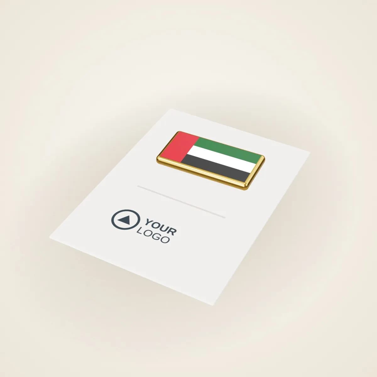 UAE Flag Lapel Pin with Logo Backing Card with a custom logo