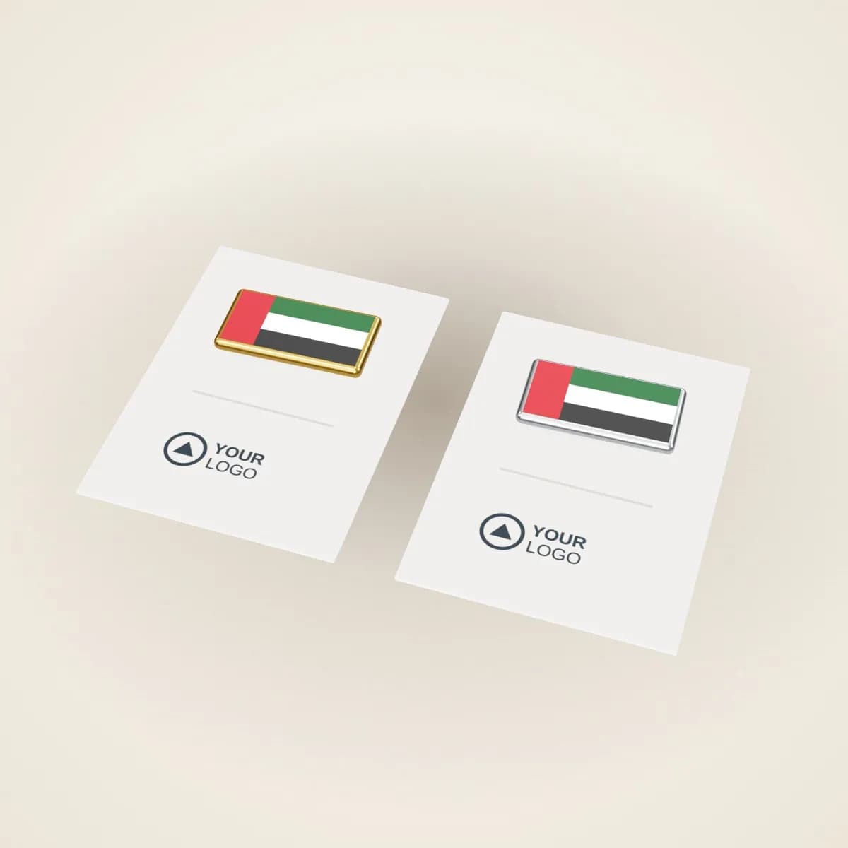 UAE Flag Lapel Pin with Logo Backing Card in a range of colours