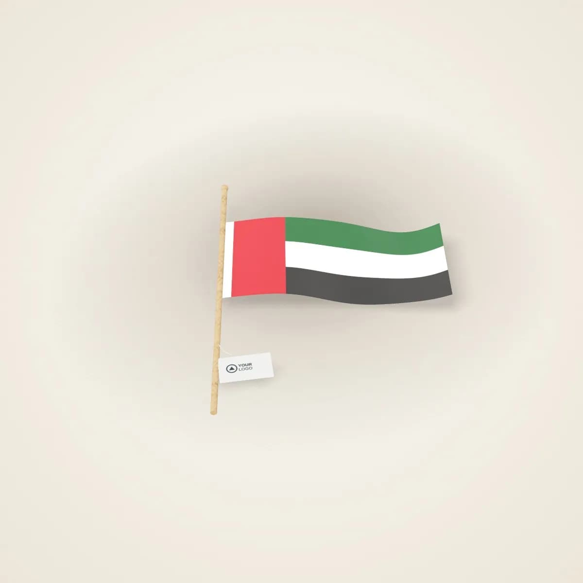 علم الإمارات اليدوي مع بطاقة الشعار مع شعار مخصص