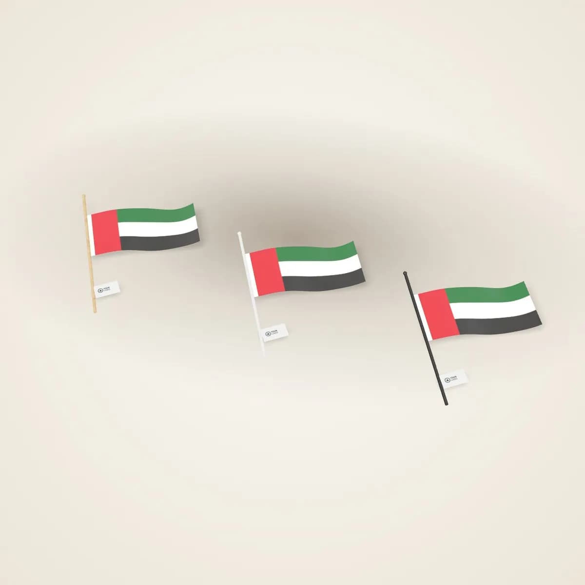 UAE Hand Waving Flag with Logo Tag in a range of colours